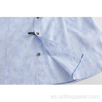 Camisa de algodón de manga corta con estampado antiestático para hombres